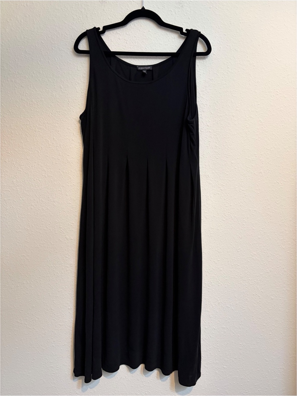 #1803 Eileen Fisher 100% Silk Black Tank Dress Medium